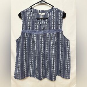 NWT Emmie Rose Chambray Sleeveless Top Size XL